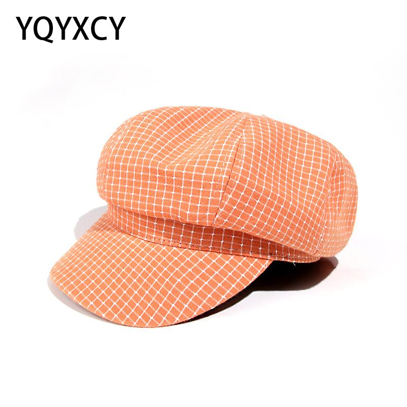 

Hat Women Retro Autumn Plaid Beret Hats For Women Men Casual Octagonal Beret Newsboy Cap Fashion Gorro Painter Cap Female, Orange