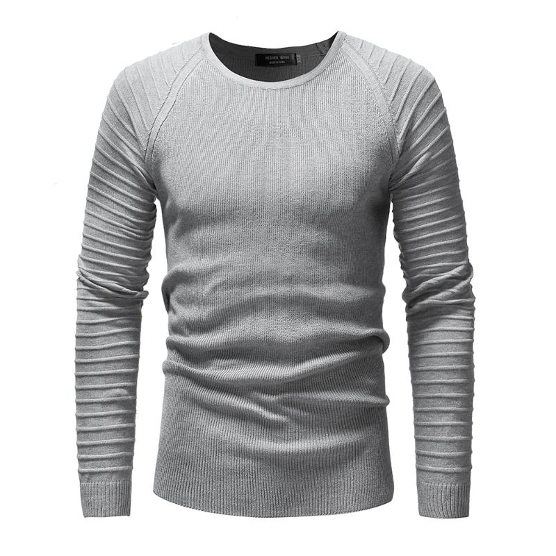 

New Men's Sweater O-Neck Pullovers Long Sleeve Solid Color Sweater Men, Black
