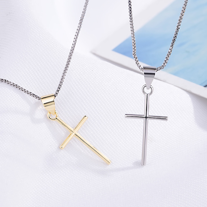 

Simple Fashion Cross Chain Necklace For Women Men Gold silver color Jewelry Pendant Necklaces Crucifix Christian Ornament Gifts