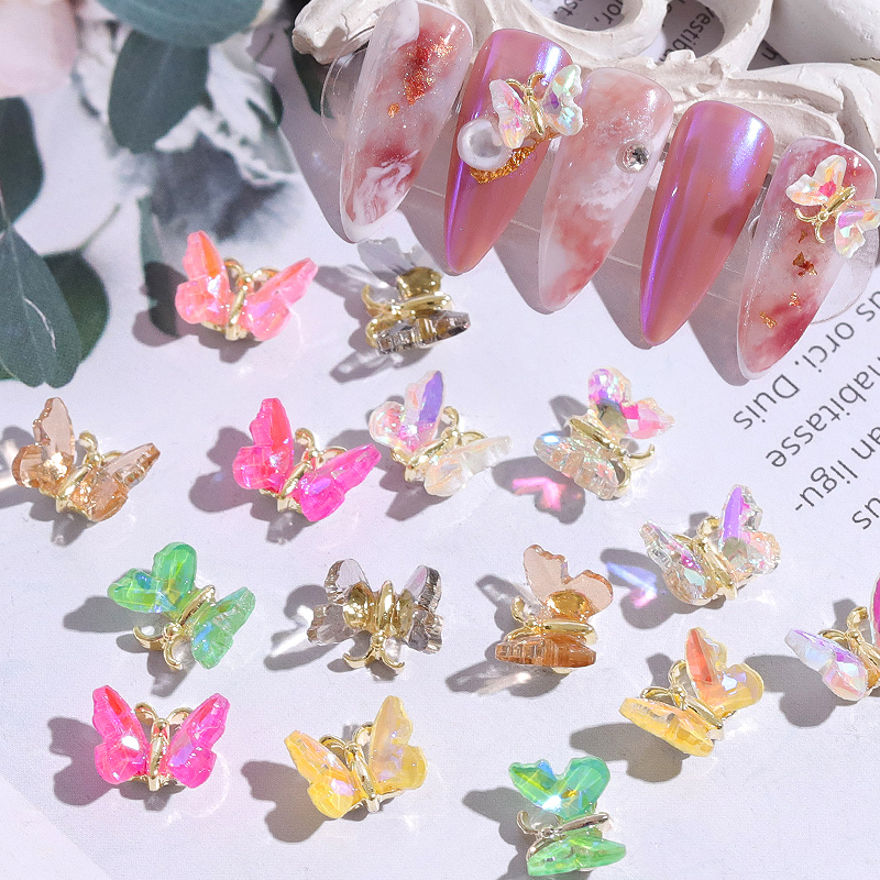 

1pcs Super Shiny AB Crystal Butterfly Nail Art Decoration 3D Holographic Butterflies Rhinestones DIY UV Gel Manicure Accessories
