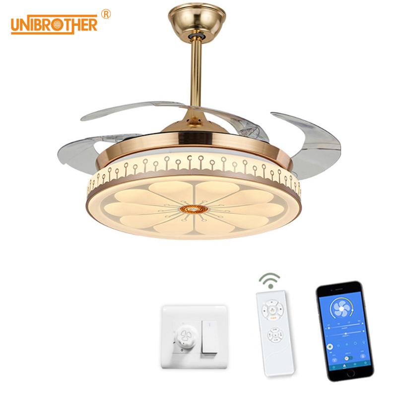 

Ceiling Fans Lamp Remote Wall Control Ceiling Light Bluetooth Frequency Conversion Invisible Home Decoration Adjustable Dimming