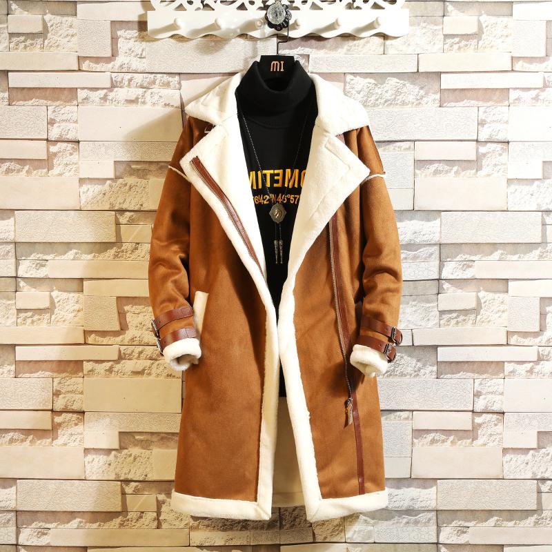 

2020 Men Fleece Trench Coat Warm Thicken Jacket Woolen Peacoat Long Overcoat Tops Men Faux Cashmere Coat -3XL, Black