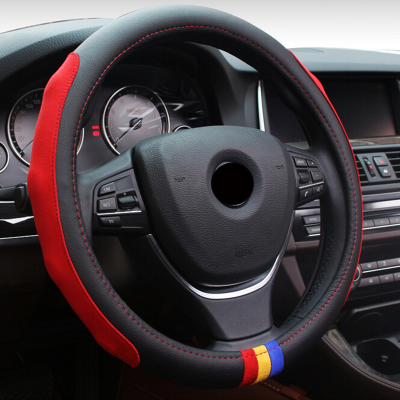 

Car-Styling M Microfiber PU Leather Steering Wheel Cover Set For X1 X3 X5 X6 E21 E30 E36 E46 E90 E91 E92 E93 F30 3 Series