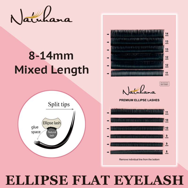 

NATUHANA Mix Length Matte Flat Eyelash Extensions Ellipse Flat Split Tips Eyelashes Individual Mink Fake Lashes Supplies cilia
