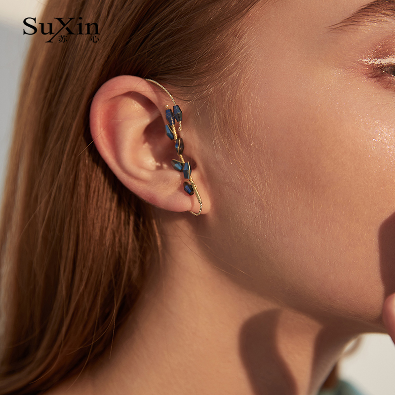 

SuXin earrings 2020 new simple single earrings for women long section artificial crystal pendant jewelry gift