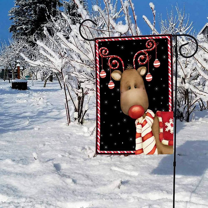 

Home Garden Candy Cane Reindeer Decorative Winter Christmas Holiday Ornament Garden Flag