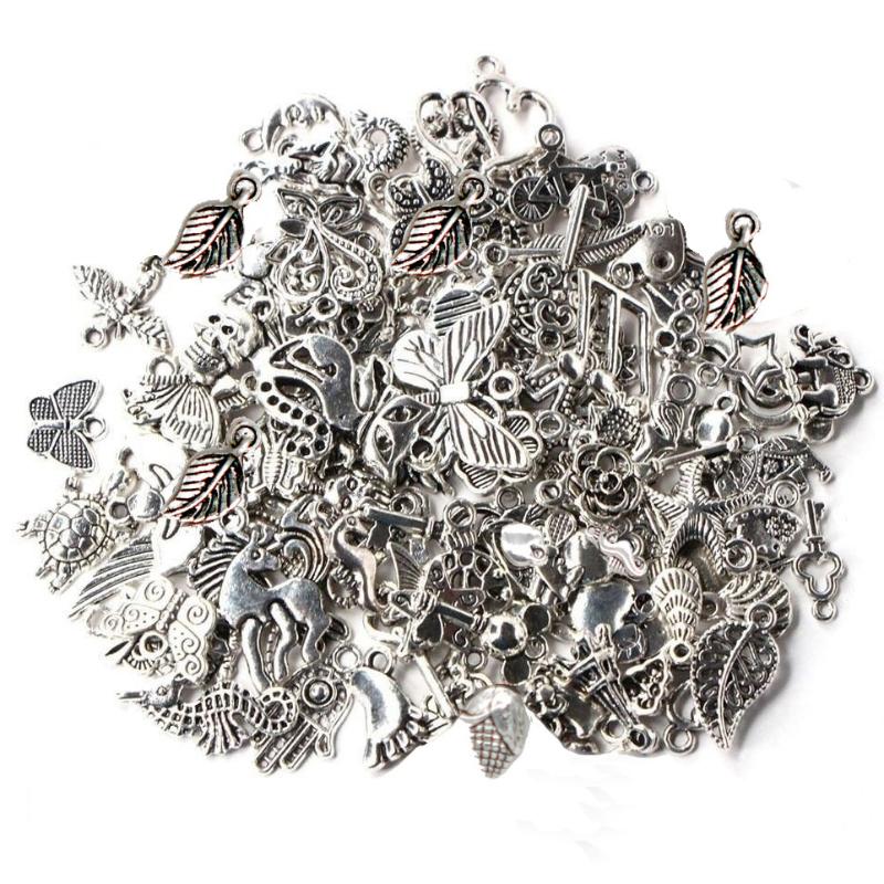 

19 Styles Mixed Vintage Tibetan Silver Beads for Jewelry Making Bracelet DIY Craft Clasps Hooks Pendant Charms