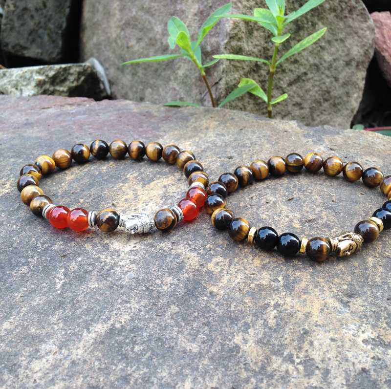 

SN0389 gold color jewelry men gold Color buddha bracelet black stone tiger eye natural stone jewelry man bracelet