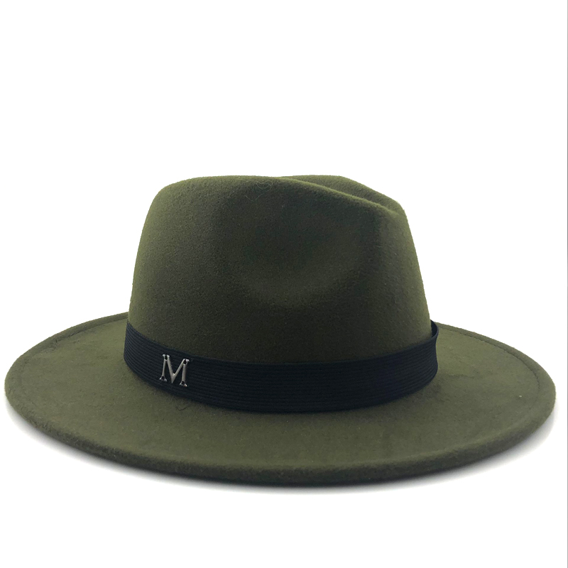 

simple Wide Brim Autumn Female Fashion Top Jazz Cap Winter Fashion Wool Fedora Hat For Women Chapeau Femme Black Hats For Men, Wine red