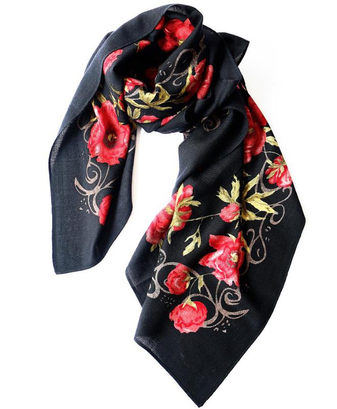 

Inner Mongolia pure wool 60 thread women's printed square scarf Australian wool national style square scarf cashmere fancy shawl