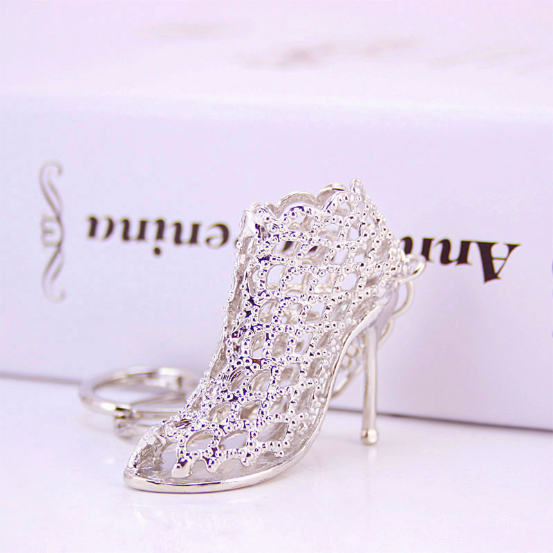

Creative Small Gifts Women's Crystal Hollow out High Heel Shoes Car Key Ring Metal Pendant WOMEN'S Bag Accessories Key Chain