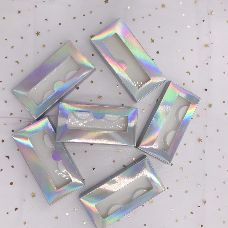 

Empty holographic lashes box with lashes tray pretty good quality no fold soft cardboard boxes