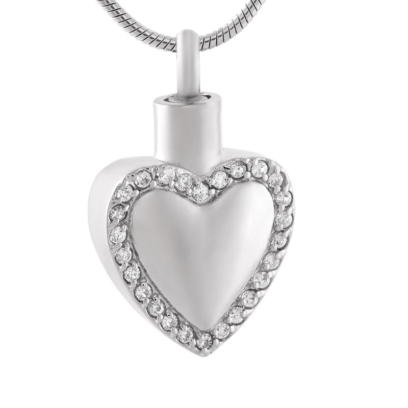 

IJD9822 Always in My Heart Inlaid Crystal Blank Heart Shaped Casket Ashes Urn Keepsake Memorial Necklace Ladies Souvenir Jewelry