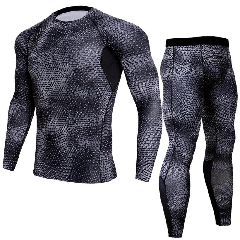 

Men Fitness Compression Shirt Pants Sets Running Suit Jogging Clothes Gym Leggings Tracksuit Training Sportswear Rashguard