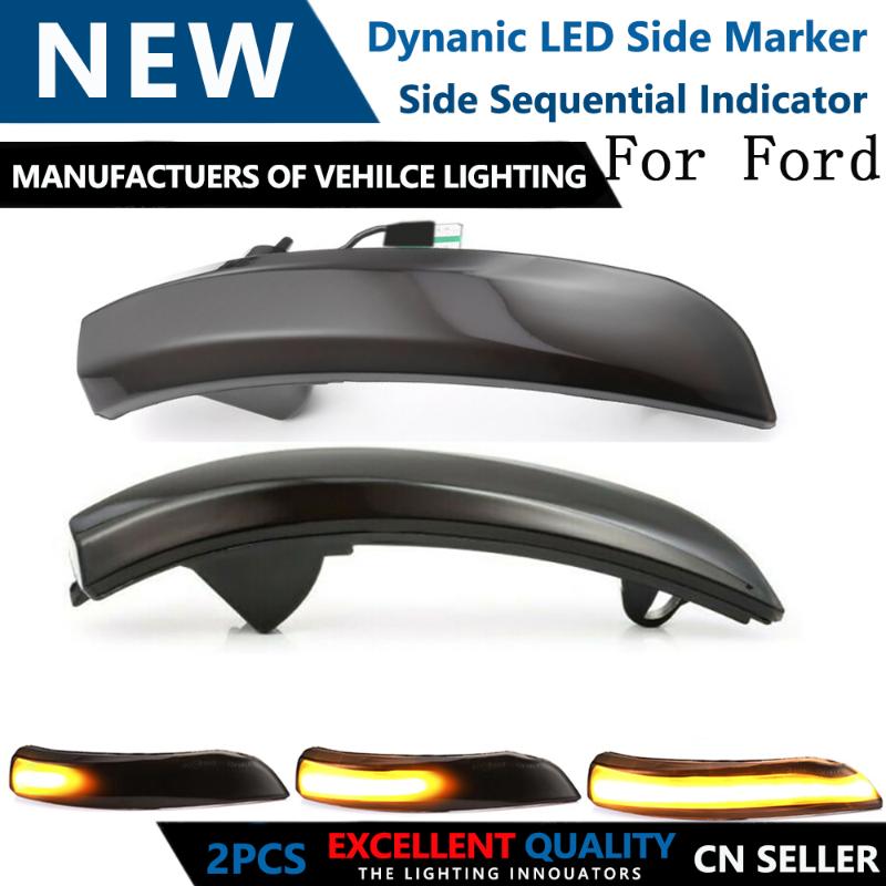 

For Fiesta B-Max 2008-2020 2pcs Dynamic Turn Signal Light LED Side Wing Rearview Mirror Indicator Blinker Light, As pic