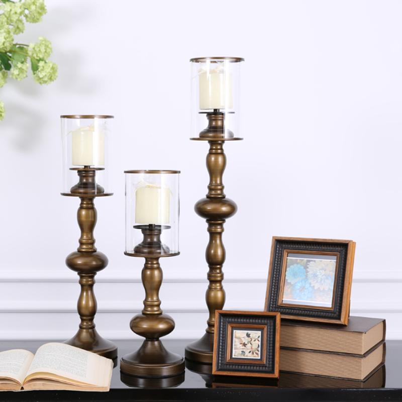 

Retro American Candle Pillar Holder Wood Decorative Candle Holder Luxury Wedding Portavela Center Table Decoration 50ch031