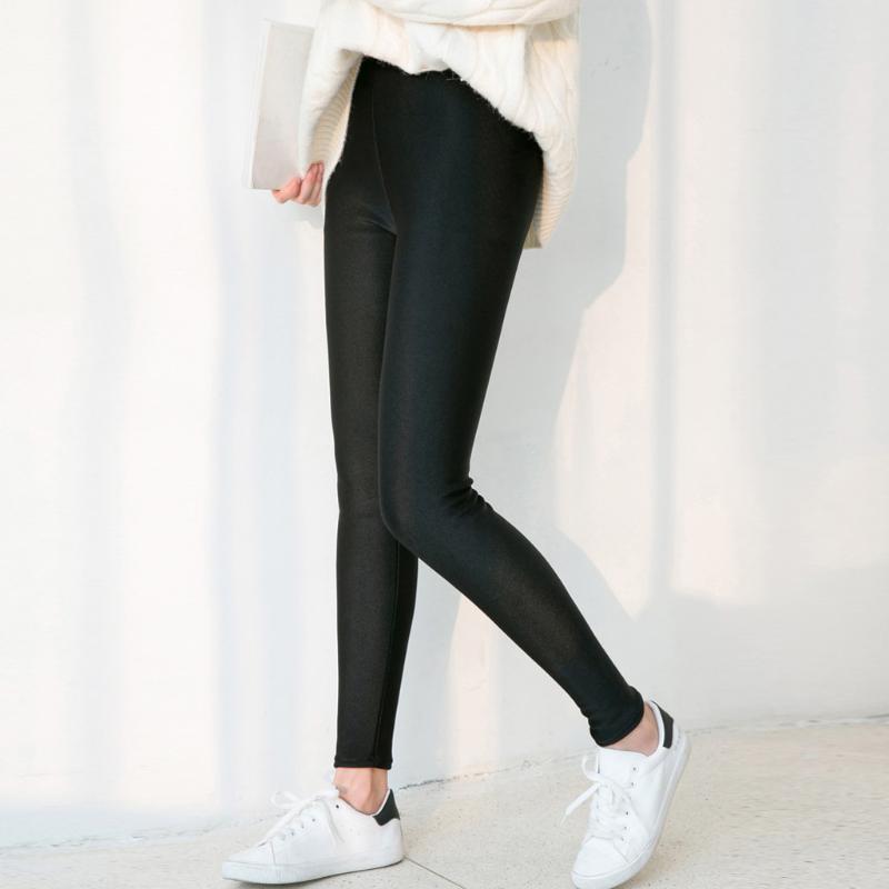 

Korean Womens Warmer Skinny Leggins Plus Size Winter Warm Plus Velvet Elastic Leggings Seamless Keep Slim Pencil Pants Clothing, Black