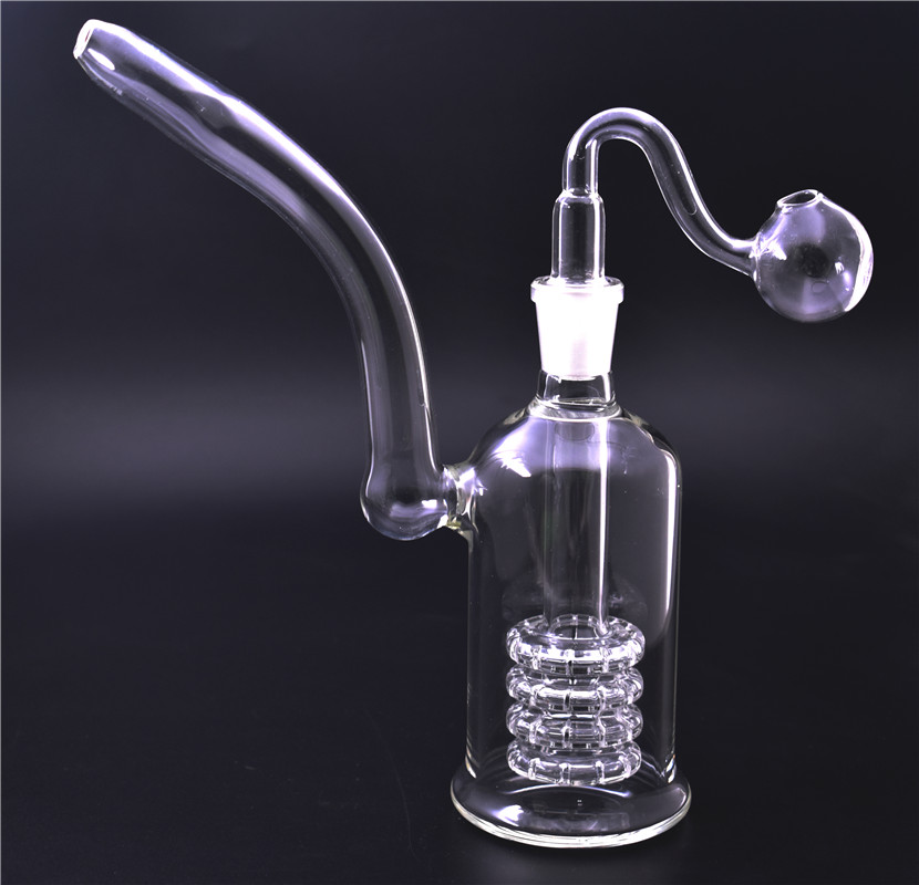 

1pcs glass Bong Thick Glass ash catcher Bongs inline 4 Stereo Matrix perc Heady 8inch Dab Oil Rigs With 14mm glass oil burner pipes