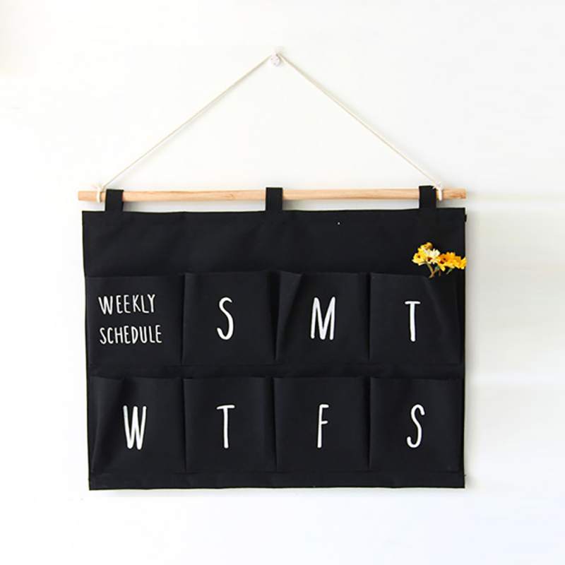 

Novelty Simple Storage Hanging Bag 8 Pockets Wall Hanging Storage Multi-layer Fabric Debris Fashion Pastoral Style, Blue