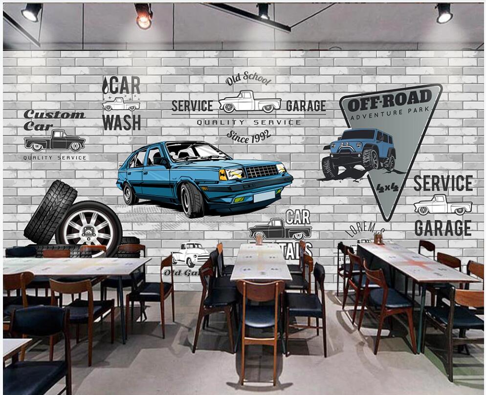 

3d wallpaper custom photo mural Hand painted auto repair shop brick wall background home decor living room wallpaper for walls 3 d, Non-woven wallpaper