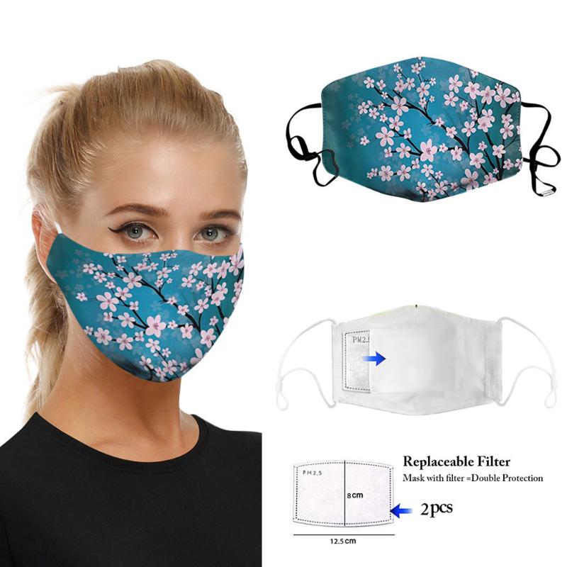 

1Pc Cotton Fase Maksk With 2Pcs Filters Washable And Reusable Maksk For Germ Protection For Adults Breathable Scarf Flag Bandana