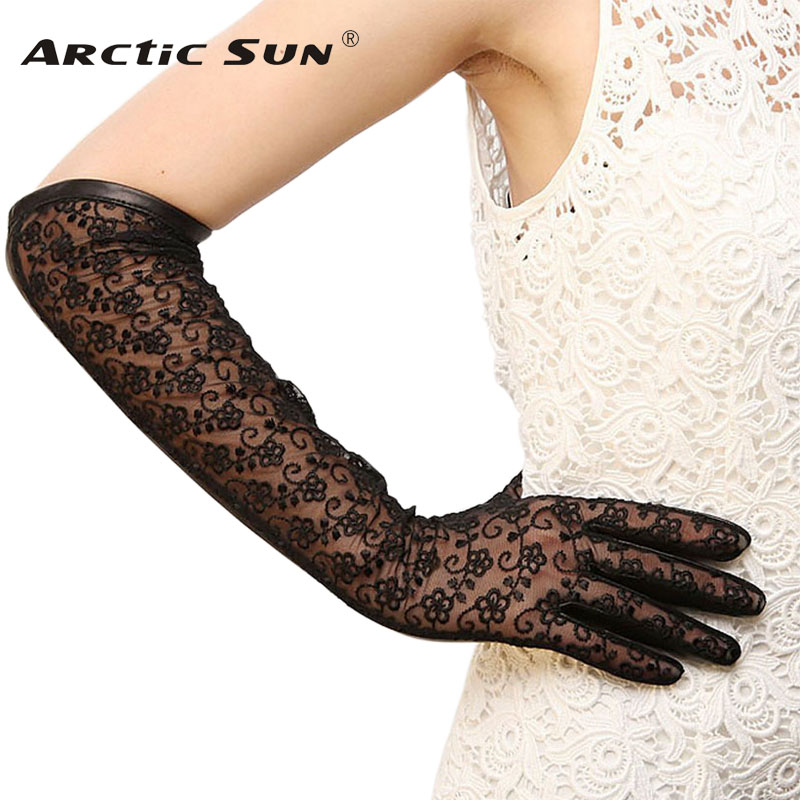 

New Arrival 2020 Women Gloves 45cm Long Lace Sheepskin Glove Real Genuine Leather Fashion Elbow Solid Adult For Dressing L112N