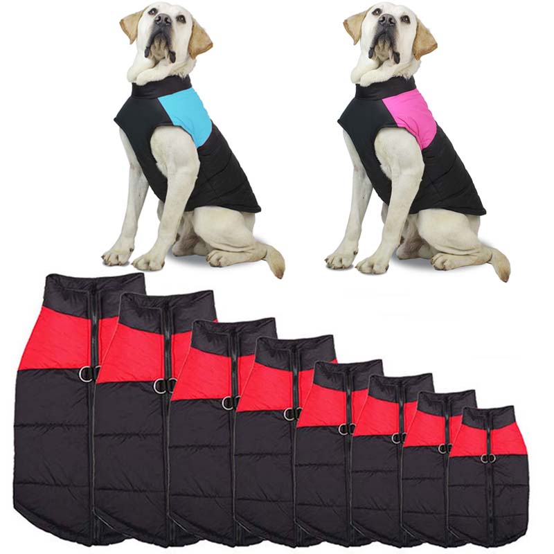 

Winter Warm Dog Clothes Waterproof Pet Padded Vest Zipper Jacket Coat For Small Medium Large Dogs Pug Chihuahua Ropa Para Perros, Red