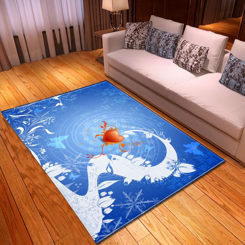 

Carpets Happy Christmas Area Rug Non-slip Flannel Bedroom Kids Play Mat Dining Table Xmas Blue Big For Living Room, No-9