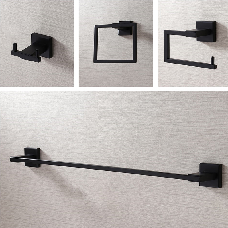 

MTTUZK Matte Black 304 Stainless Steel Hardware Set,Robe Hook,Paper Holder Towel Ring Towel Bar Bathroom Accessories