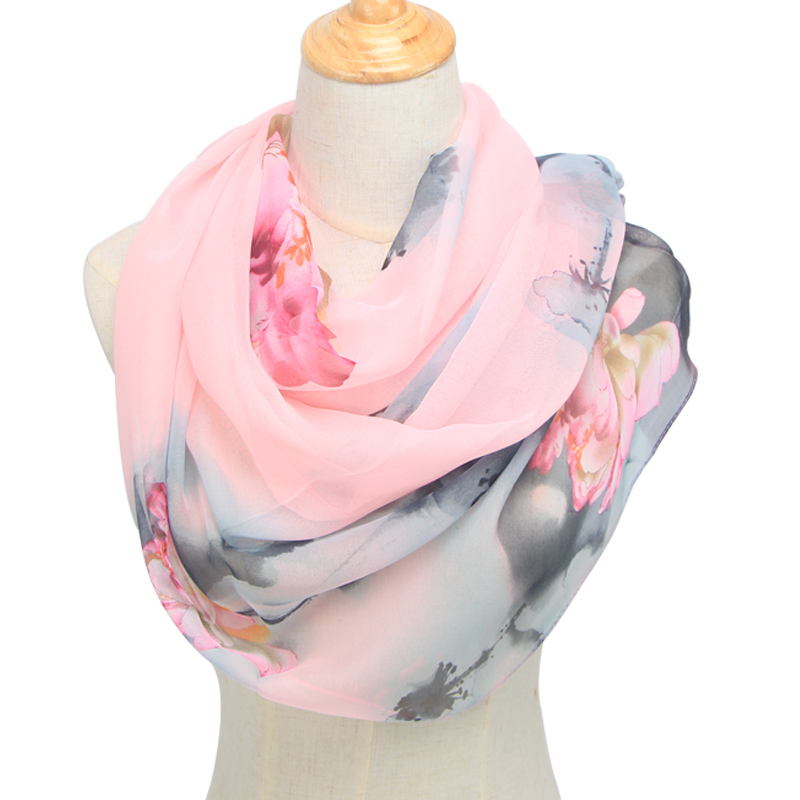 

new arrival 2020 spring and autumn chiffon women scarf polyester geometric pattern design long soft silk shawl QQS003