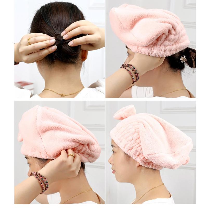 

New hair-drying cap for girls and women Useful Quick Dry Microfibre Hair Drying Bath Towel Head Wrap Hat Swimming Bathroom, Green