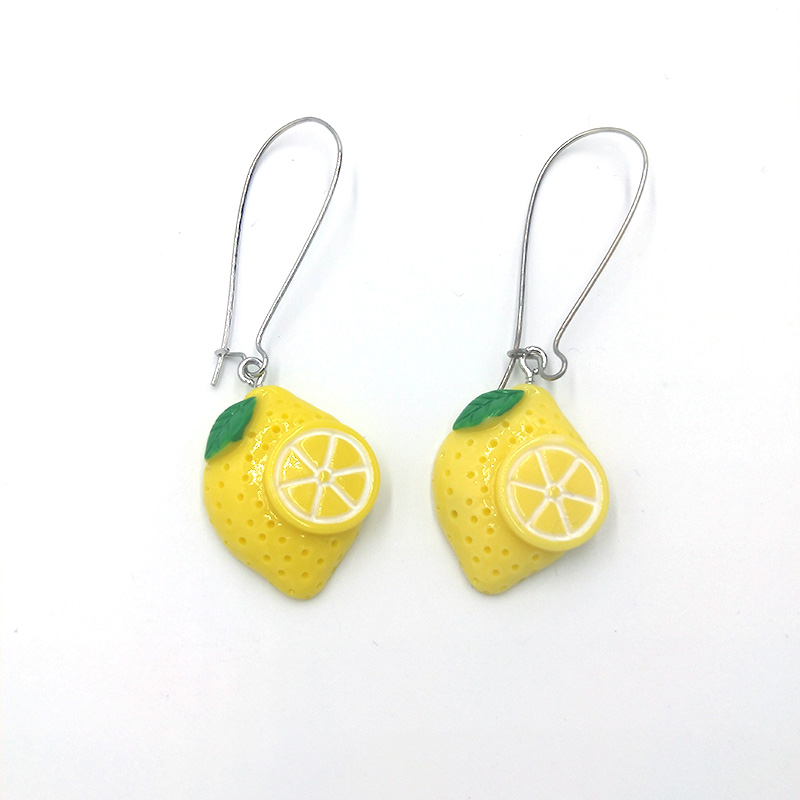 

Korean Simulated Fruit Drop Dangle Earrings Female Resin Yellow Lemon Earings for Women Jewelry Geometric Acrylic Earing EC53