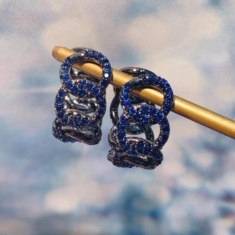 

Luxury Multicolor Link Circle Cubic Zirconia Statement Hoop Earrings For Women Wedding DUBAI Earrings Jewelry Accessories E9542