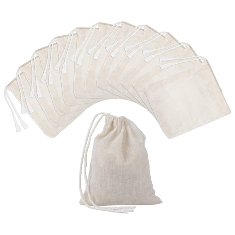 

Storage Bags 100 Pieces Drawstring Cotton Muslin Bags, Brew (4 X 3 Inches)