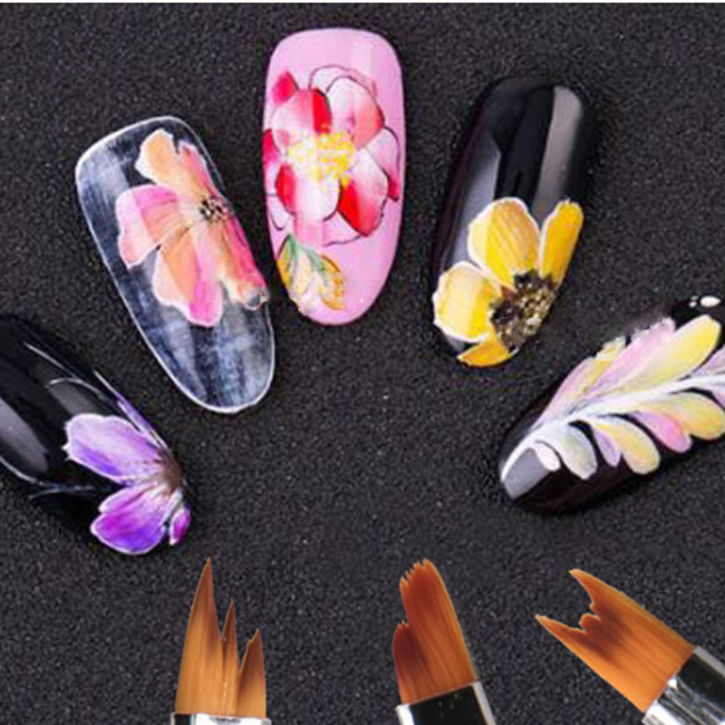 

1PC Fiber Painting Nail Brush UV Gel Flower Drawing Pen Purple Handle Floral Painting Brush Manicure Nail Art Tool