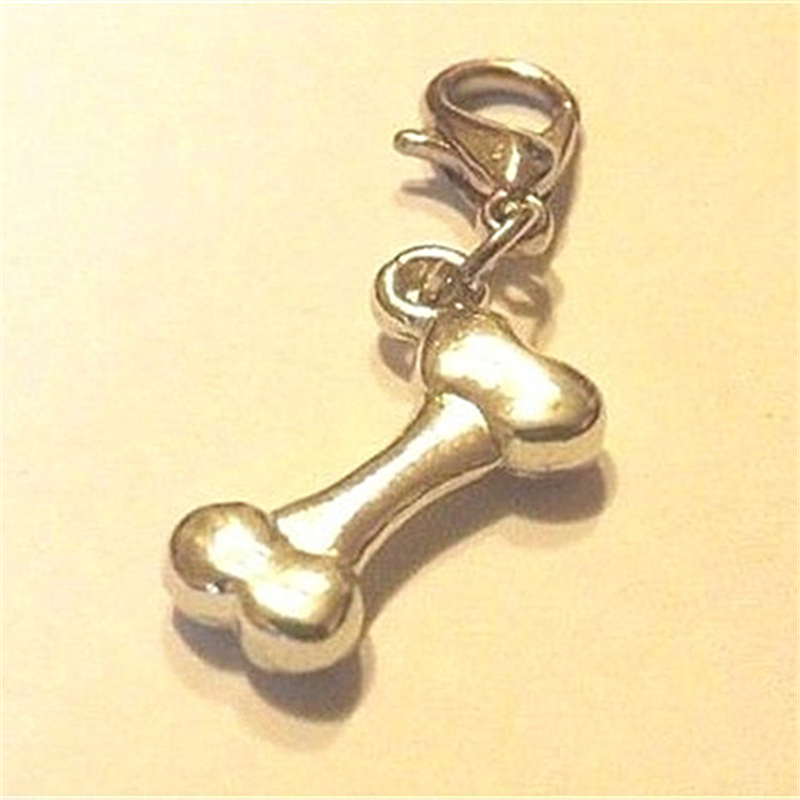 

4 Pcs Antique Silver Color Charms Bone Clip On Charms Zipper Pull, Dog Jewelry
