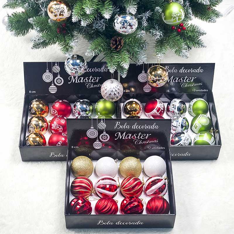 

12pcs/lot 80mm Christmas Tree Ball Ornament Hanging Decor Xmas Party Ornaments for Home Christmas Decoration