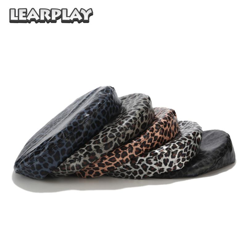 

2020 New Fashion Leopard Printed PU Beret Cap for Women Faux Leather Artist Newsboy Retro Casual Beret Gorras Adults Vintage Hat, Dark gray leopard