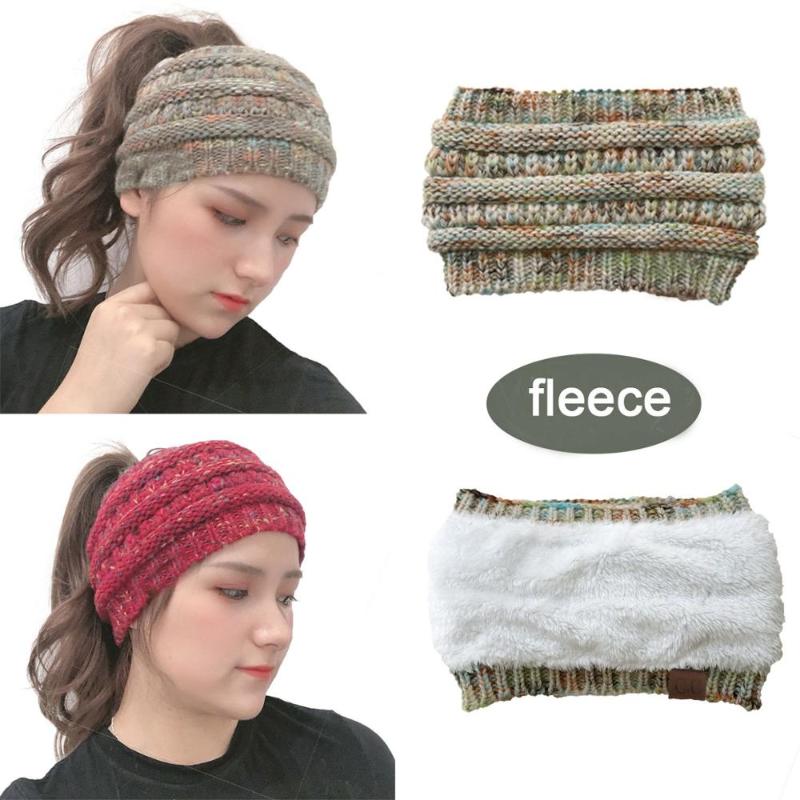 

2020 Solid backless Beanie Knitted Warm Soft Winter fleece Hats Korean Style Women Wool Casual Caps Elegant open top Beanie LA, White