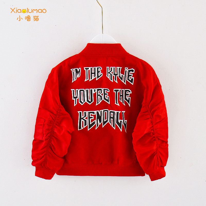 

Jacket for girl autumn streetwear red childrens jacket black fashion waterproof jacketes boy Child coat letter dropshipping, Xlmqmy070304p-red