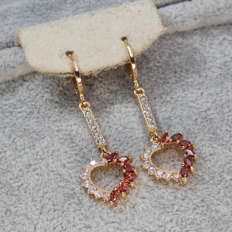 

Women's earrings Bohemia Drop Heart Earrings Gold plat Color Earring Zircon Luxury Jewelry for Wedding Party Valentine's Gift