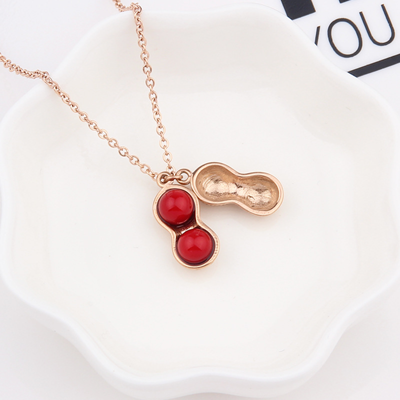 

Fashion Women Peanut Rose Gold Silver Color Necklace Elegant Beautiful Necklace Choker For Women Pendant Jewelry Gift
