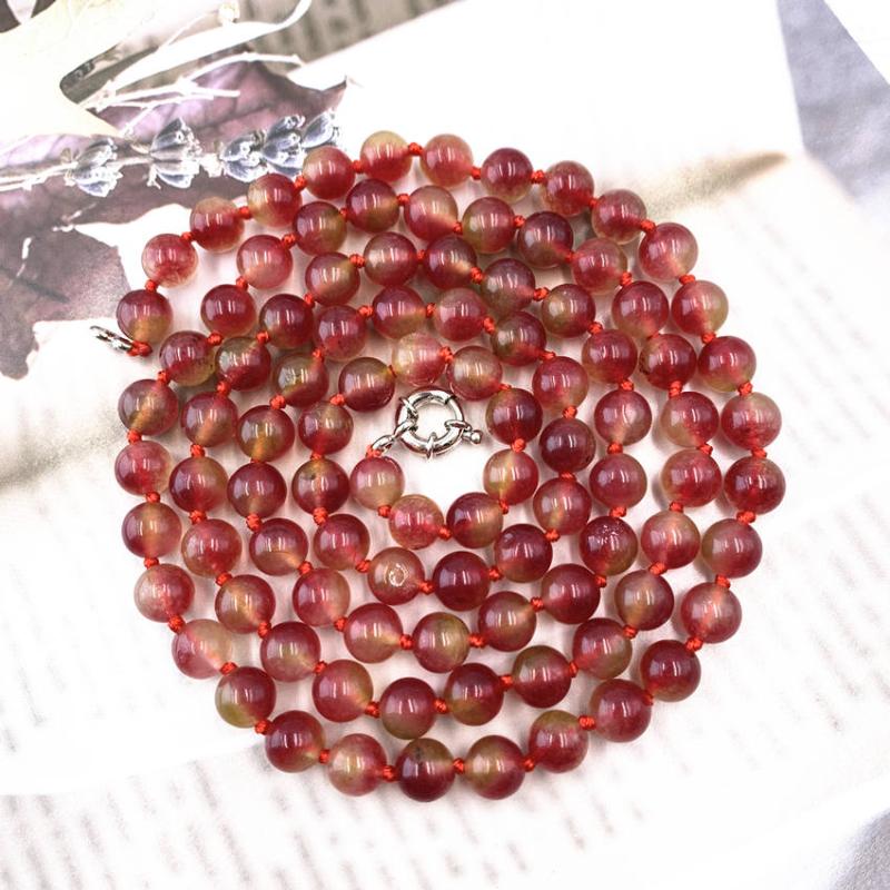 

Wholesale 36" Beads Strand Necklace for Women Tourmaline Natural Stone Crystal Necklaces Long Chain Multicolor Jewelry Gift B215