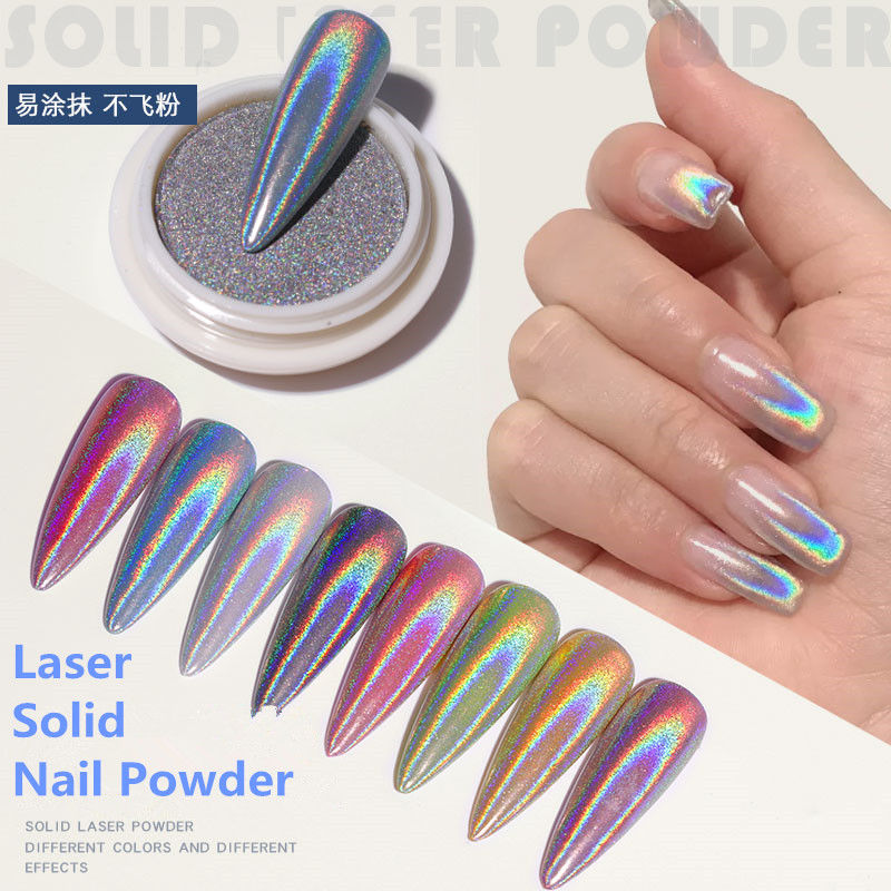 

1 Box New Solid Electroplating Laser Nail Powder Magic Mirror Holographic Nail Art Glitter Pigment Dust Manicure Decoration