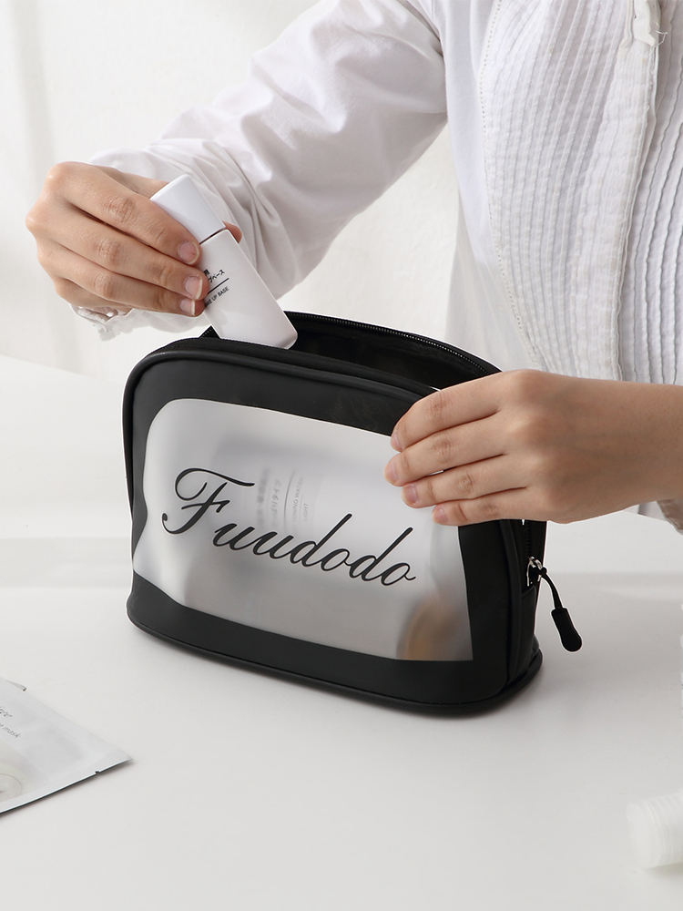 

High-capacity PU toiletries bag ins cosmetic bag web celebrity super hot products for women and men portable travel storage bag, White