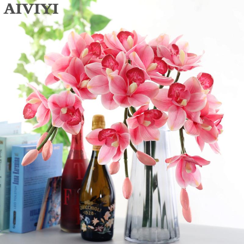 

Artificial Flower Laminated Whelan 3D Orchid Silk Wedding Romantic Party Coffee Table Home Decor Flowers Decoration Mariage, Brown