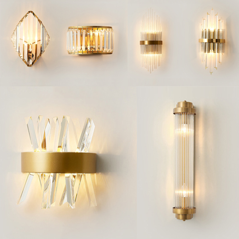 

Modern Golden Crystal LED Wall Light LED Bathroom Lamp Bedside Wall Sconce For Bedroom Living Room Light Fixtures