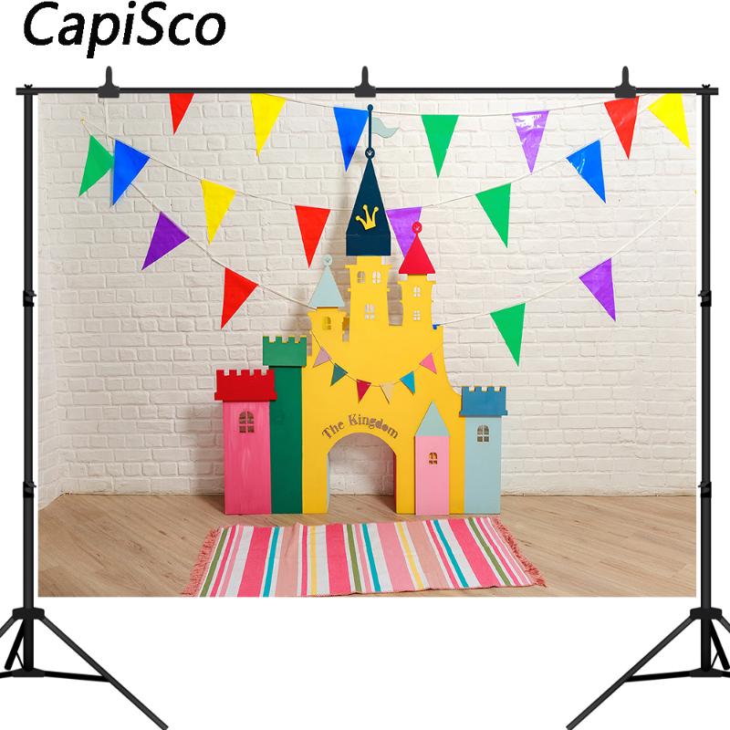 

Capisco Photography Backdrop kingdom Castle white brick Children's Birthday party Photographic Backgrounds Photocall Photo Prop