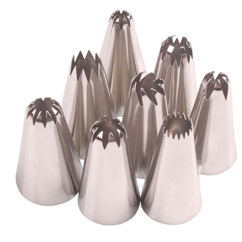 

8Pcs Big Size Russian Pastry Icing Piping Nozzles Stainless Steel Decorating Tip Cake Cupcake Decorator Rose Accessories Kitchen