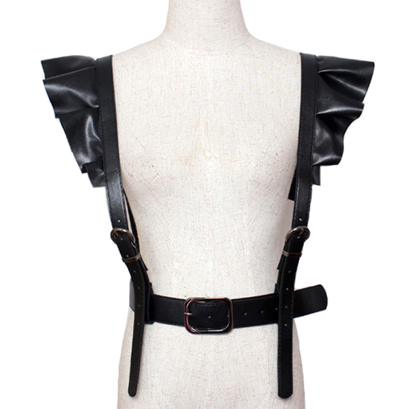 

Belts 2021 Personality Shoulders Sexy Belt Faux Leather Body Bondage Corset Female Harness Waist Straps Suspenders, As pic